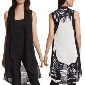 Chico's Sheer Angelic Long Monochrome Sleeveless Vest Chicos Size 2/(L12)